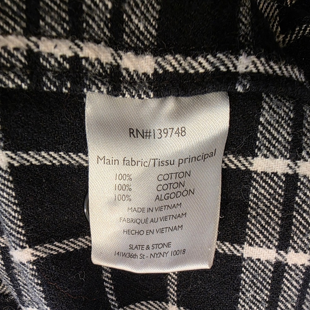 Slate & Stone Plaid Flannel Button Down‎ XL Black White Long Sleeve RN139748 - Picture 8 of 9